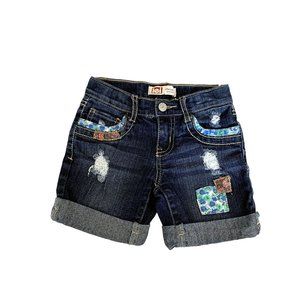 Chelsea Low Rise Girls Size 6 Distressed jean Denim Shorts Cuffed Patchwork